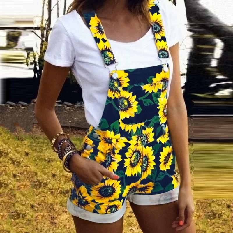 Rompers Sunflower Print Jumpsuit Women 
