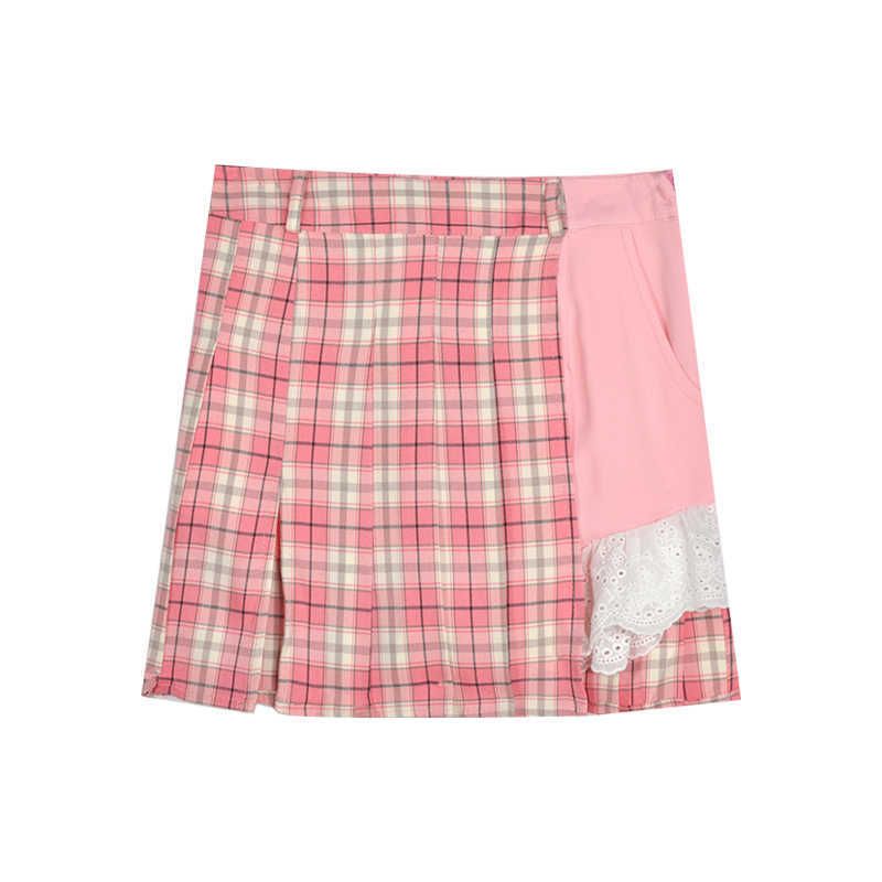 Roze plaid rok