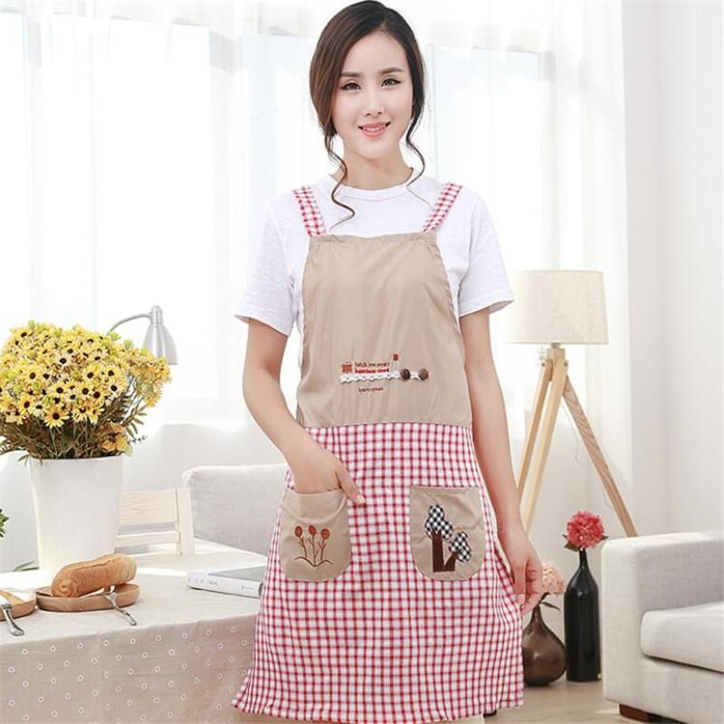 Lsgepavilion cucina ristorante cuoco donne grembiule floreale Bowknot impermeabile Pocket Dress Coffee 