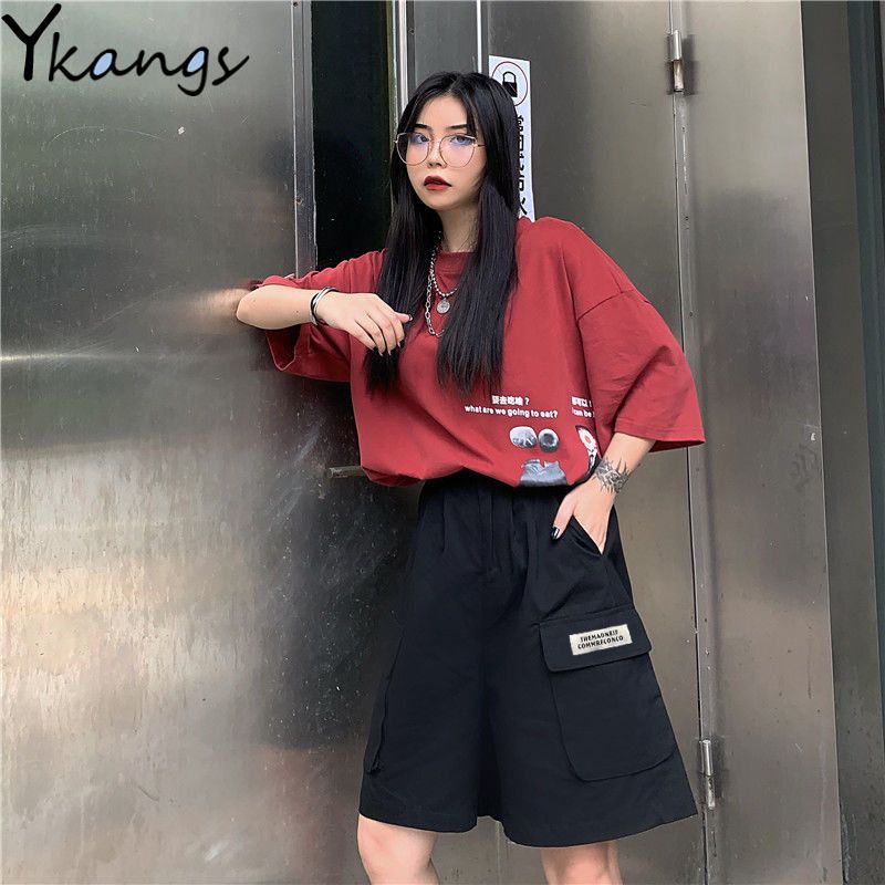 Compra Talla Grande Joggers Cargo Sport Shorts Para Mujer Correr Casual Big  Bolsets Baggy Wide Pierna Harajuku Shorts De Verano Mujer Deporte 210301  Barato | Entrega Rápida Y Calidad | Es.Dhgate