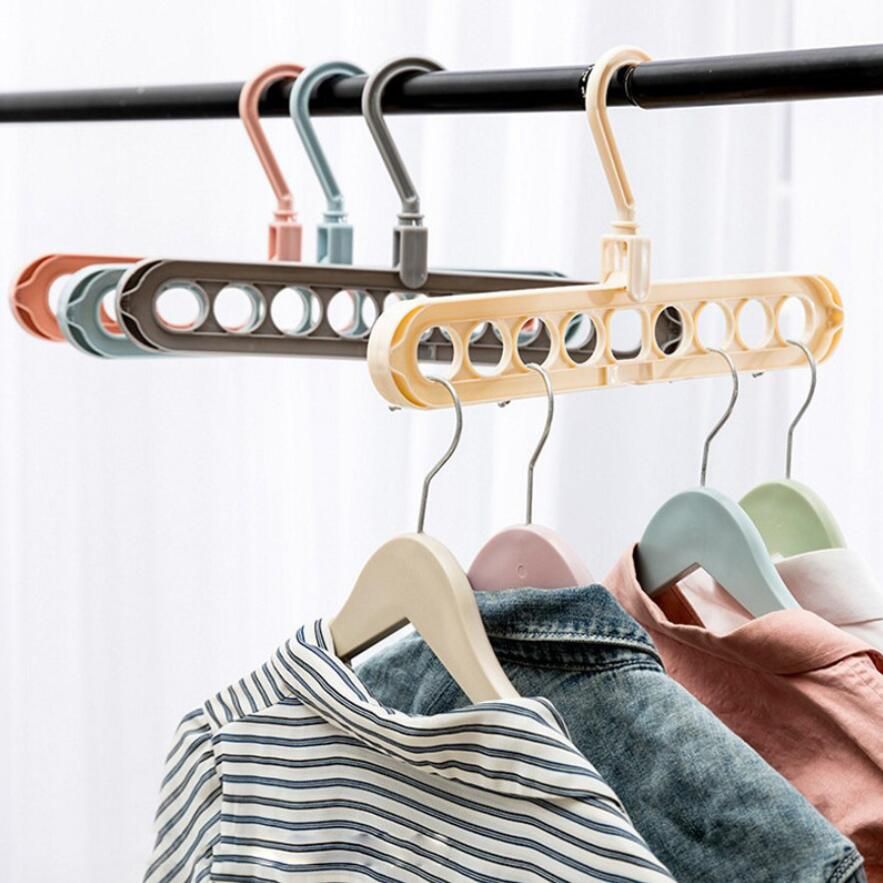 9 Hole Adjustable Magic Clothes Hangers Space Saving Metal Clothes