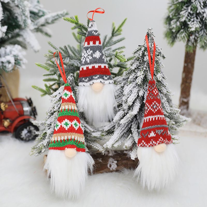 파티 장식 인형 산타 클로스 얼굴없는 그놈 크리스마스 트리 펜던트 눈송이 핑크 레드 스퀘어 모자 장식 장난감 홈 장식 어린이 선물