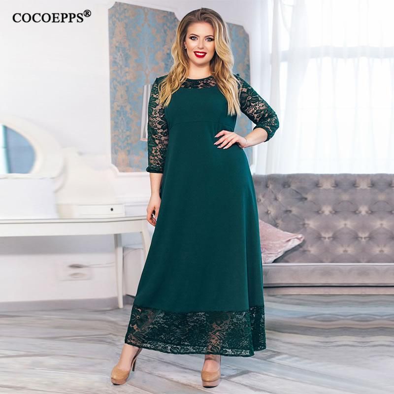 Mujer Manga Larga Casual Patchwork Suelto Maxi Vestido Mujer Manga Larga Casual Patchwork Suelto Maxi Vestido
