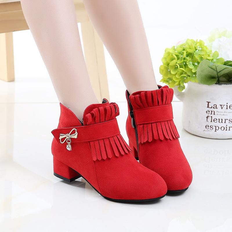 Fashion Fringe High Heel Children Shoes For Girls Winter Leather Boots Kids  Bow Snow Boots Autumn 4 5 6 7 8 9 10 11 12 Year Old From Sansejinba, $31.59  | DHgate.Com