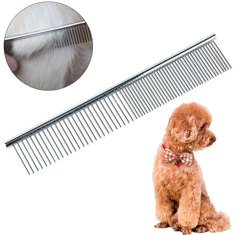 1xstainless steel comb hair brush shedding flea for cat dog pets trimmer tool US 