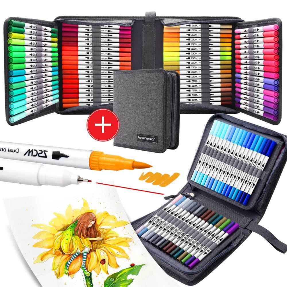 12-120 Color Art marker Watercolor Pen Brush Markers Dual Tip