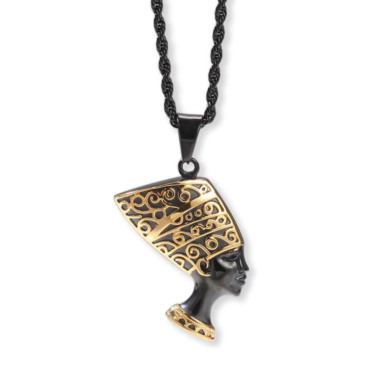 Collares Colgantes Negro Oro Antiguo Egipcia Antigua Cleopatra Collar De Acero Para Hombres Mujeres Hip Hop Jewelry De 30,01 € | DHgate