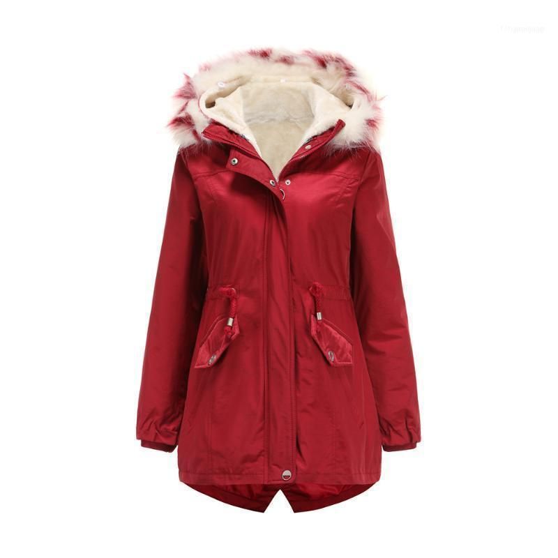 Женские куртки с капюшоном из искусственного меха Parkas 2021 зимняя женская подкладка пальто толщиной теплой куртка updooat1