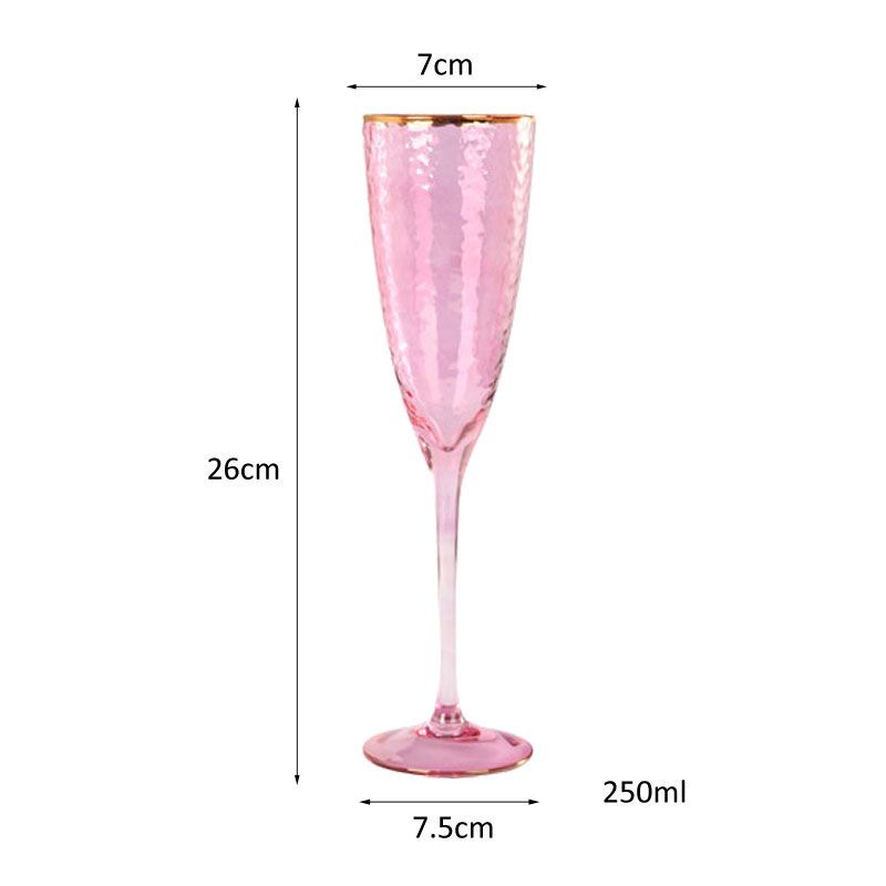 Champagne Flauta - Fuschia Gold Rim