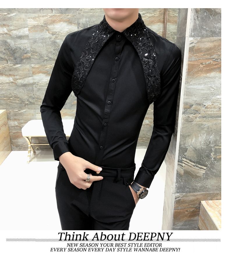 Hot Men Shirt Slim Fit Long Sleeve 