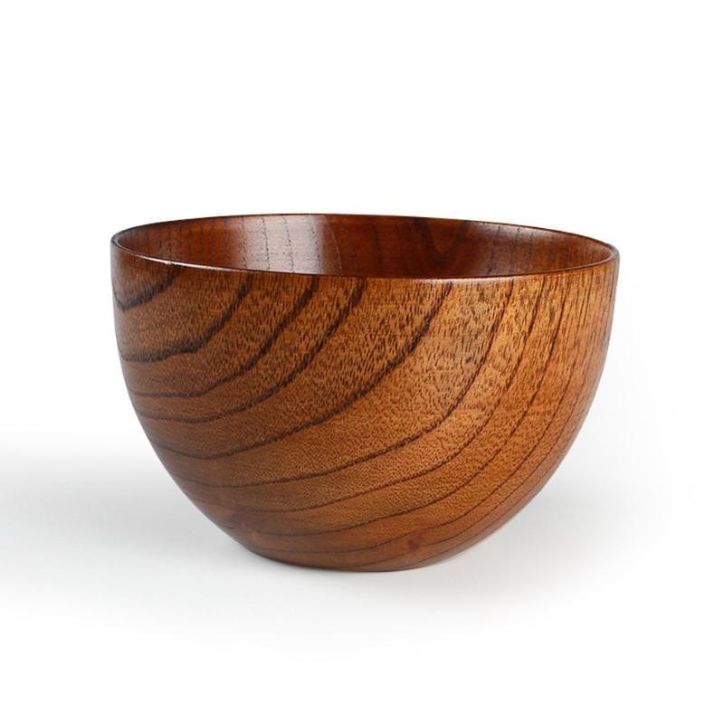 Japanese Style Wooden Bowl Soup/Salad Rice Bowls Natural Wood Handmade Tableware 