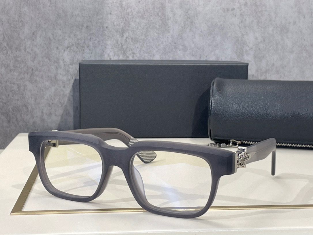 grey silver frame clear lens blue leg