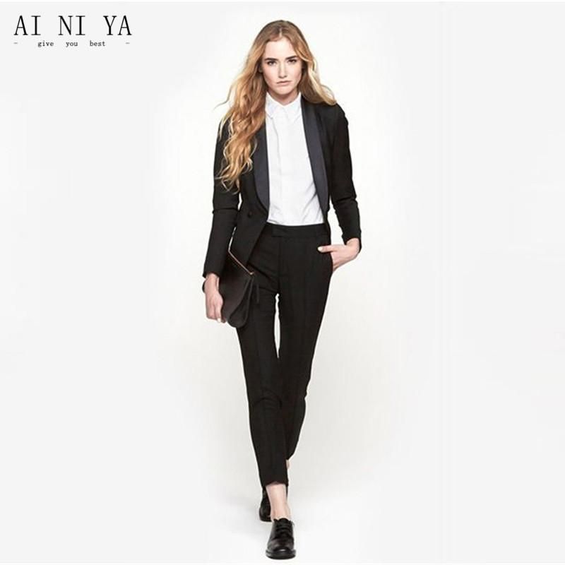 中国より 女性のスーツblazersブラックレディースビジネス2ピースフォーマルパンツ用結婚式タキシード女性オフィスユニフォームレディース冬を割引 Dhgate