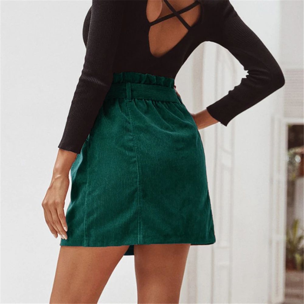 Invierno Mujer Faldas A-line Vestido Con Bolsillos Cintura Invierno Mujer Faldas A-line Vestido Con Bolsillos Cintura