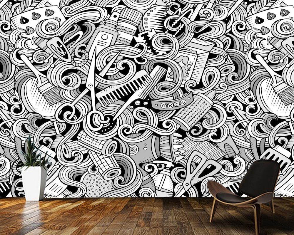 Wallpapers Papel De Parede Cartoon Line Art Cute Doodle Hair Salon Barber Shop Bar Restaurant Bedroom Abstract Wallpaper Mural Home Decor Wallpapers Papel De Parede Cartoon Line Art Cute Doodle Hair Salon Barber Shop Bar Restaurant Bedroom Abstract Wallpaper Mural Home Decor