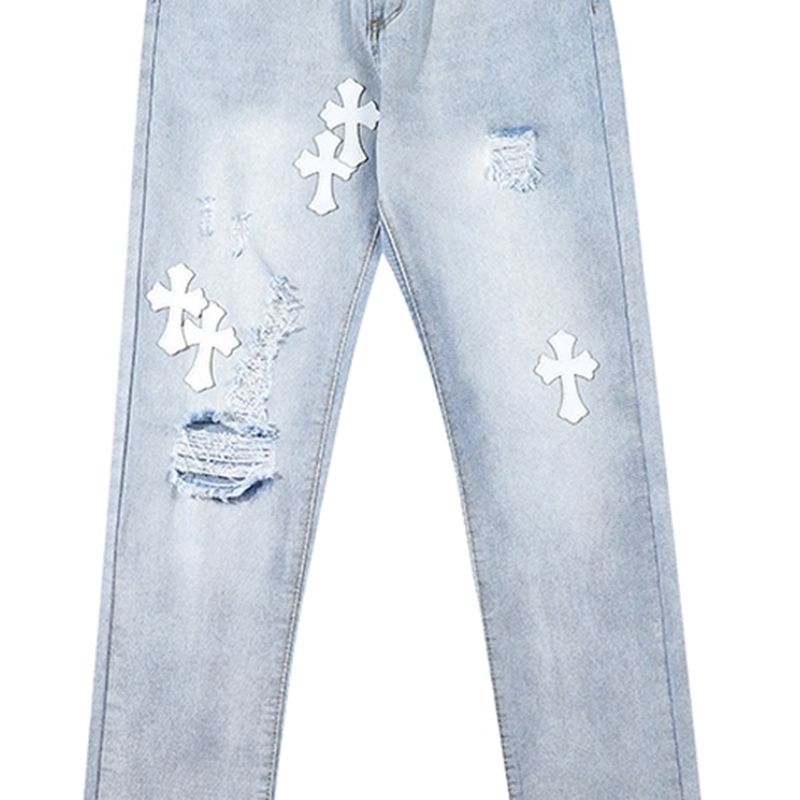 Acquistare Brand Chrome / Hearts High Street Wash Read Vecchio Hole Jeans  Brand Vibe Vento Croce Pantaloni Gambe Con Cinturino Da Uomo E Donne  Economico | Consegna Veloce E Qualità | It.Dhgate