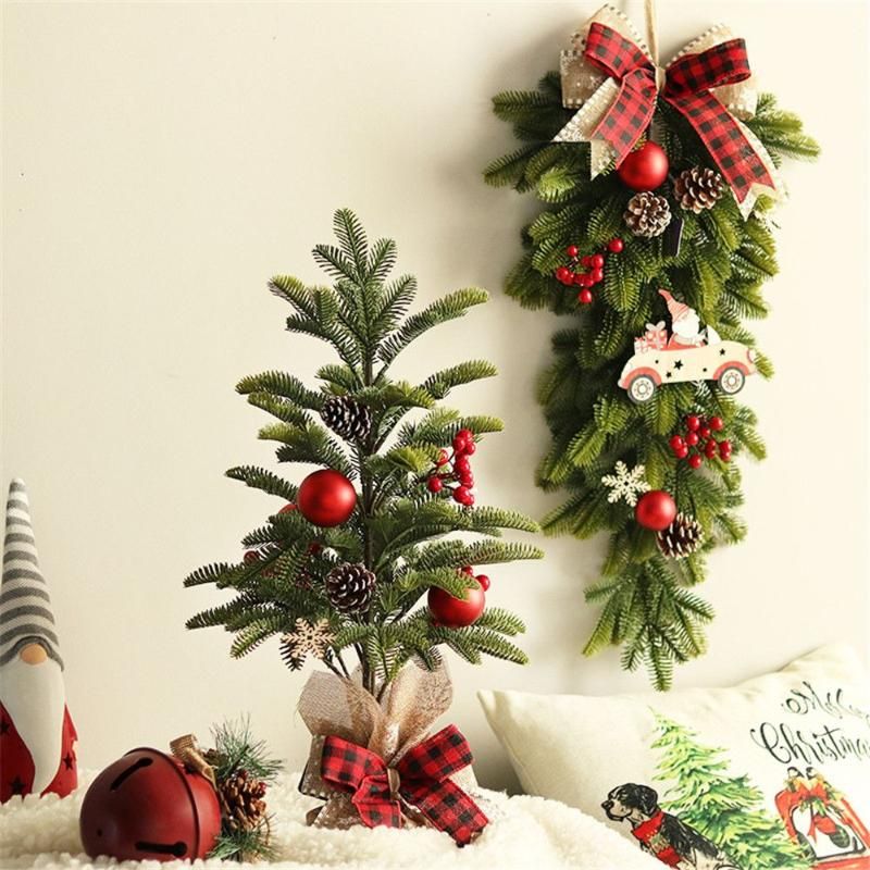 Simulación Mini árbol de Navidad Decoración de escritorio de madera Simulación Mini árbol de Navidad Decoración de escritorio de madera