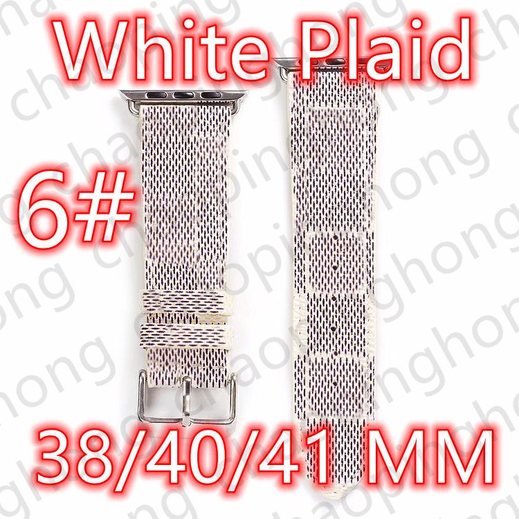 6 # 38/40/41 mm Plaid blanc + V logo