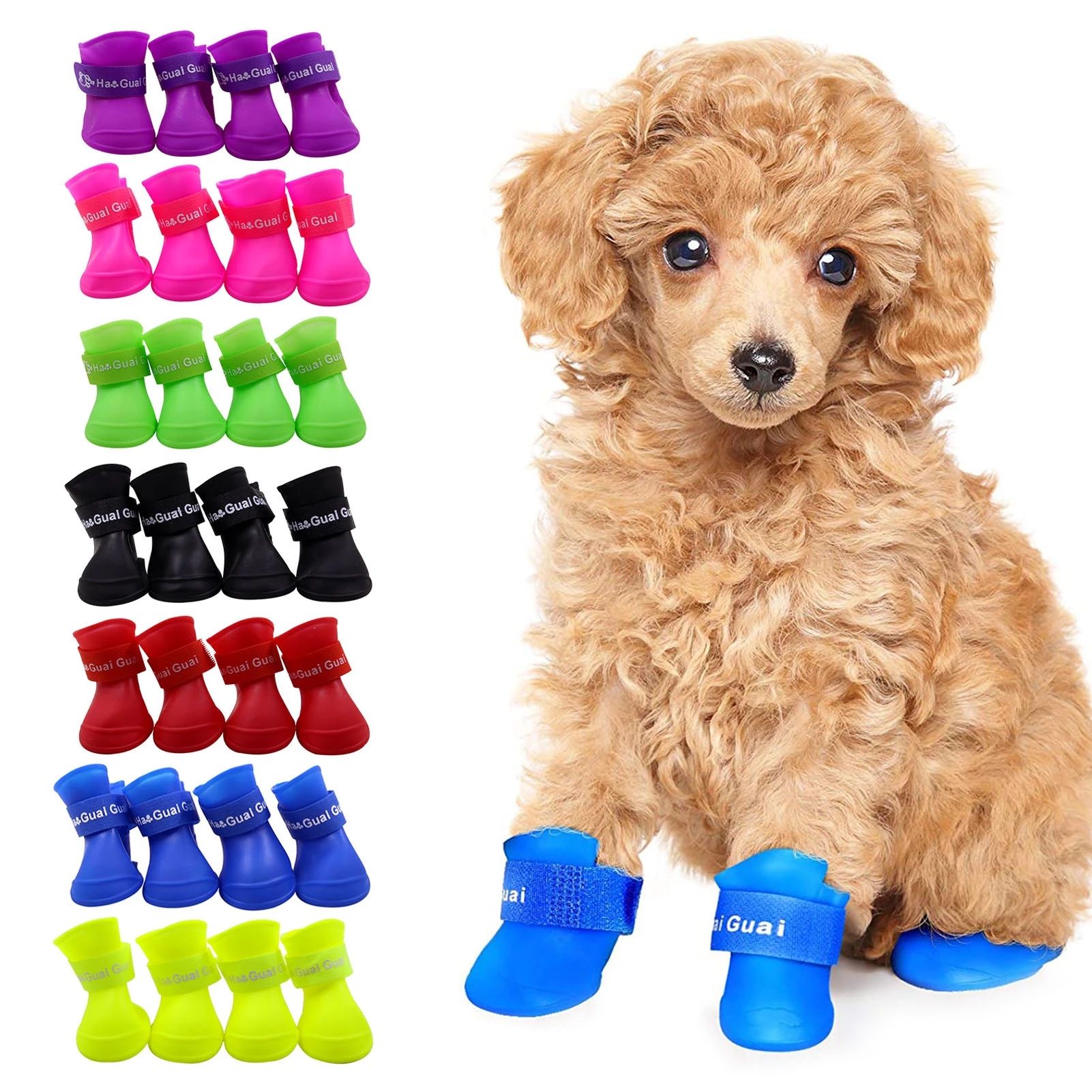4 un Perro Mascota Zapatos a Prueba de Agua de Lluvia Zapatos para perro Cachorro Mascota