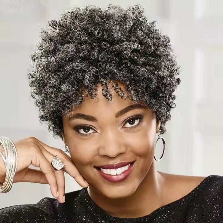 Crochet braids curly puff ponytail drawstring natural black gray extension  short afro kinky curl grey hairpieces
