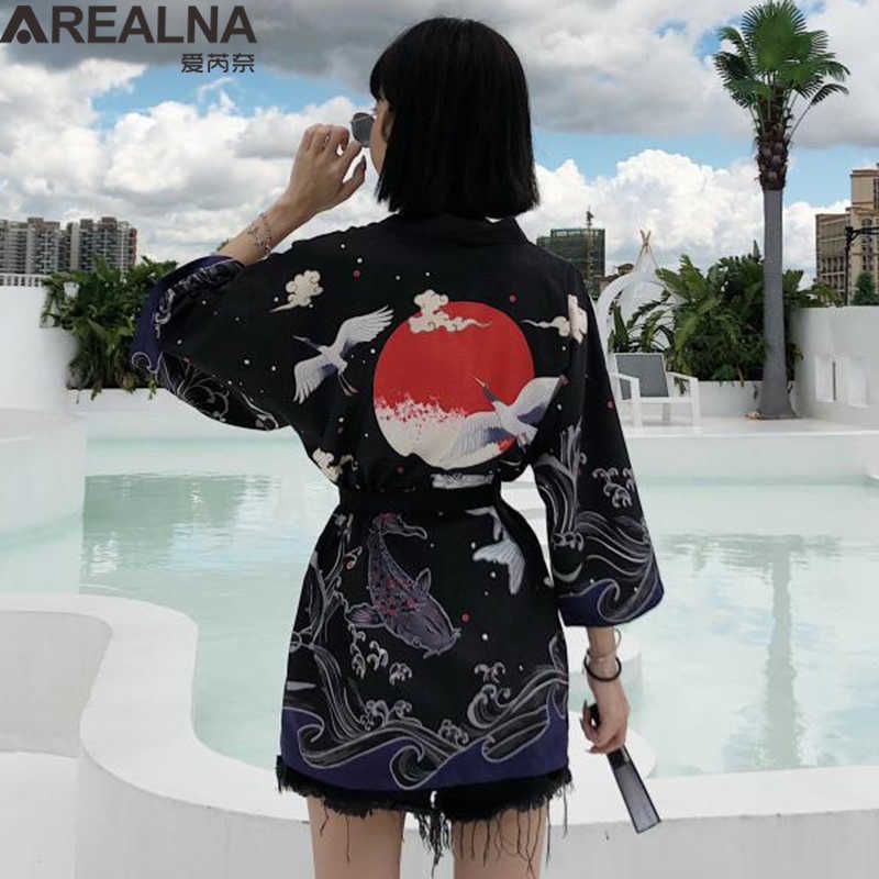 Japanese Traditional Clothing Crane Carp Anime Kimono Dress Shirts Women Samurai Haori Hombre Yukata Man Cardigan Japanese Traditional Clothing Crane Carp Anime Kimono Dress Shirts Women Samurai Haori Hombre Yukata Man Cardigan