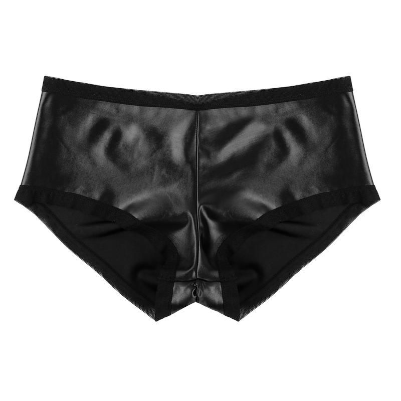 Compre Traje De Baño De Las Mujeres Giras Chicas De Cuero Ropa Interior  Sexy Bragas Plisadas Espalda Bikini Calzoncillos Mojado Mirada Por Debajo  De Las Señoras Jazz Pantalones Cortos Pole Dance Cos