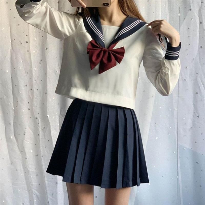 Conjuntos de ropa Japanese Navy Sailor Uniformes Anime Cosplay Traje de  manga larga Blanco Colegiala Uniforme