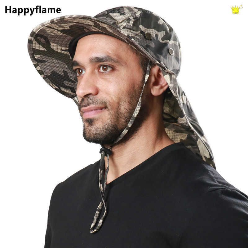 Acquistare Cappelli Da Sole Cappello Da Uomo In Cotone Con Cappello In  Cotone Con Patta Del Collo Protezione UV Impermeabile Allaperto Antiscivolo  Lungo Cappello A Corna Larga Escursionismo Safari Cappello Bucket Q0805