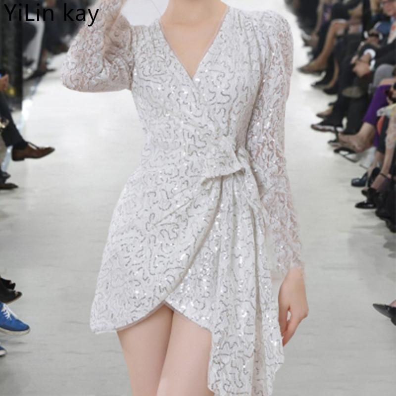 Compra Vestidos Casuales 2022 Ropa De Mujer De Moda De Alta Gama Sexy Con  Cuello En V Señoras Vestido De Temperamento Blanco Elegante Elegante Fiesta  Asimétrica Fiesta Barato | Entrega Rápida Y
