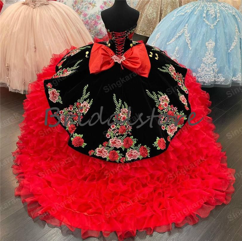 Compra México Charro Negro Del Dulce 16 Vestido Niña Bordado Con Cuentas  Del Hombro Vestido De Bola Largo Quinceañera Vestido De Graduación De Raso  Prom Barato | Entrega Rápida Y Calidad 