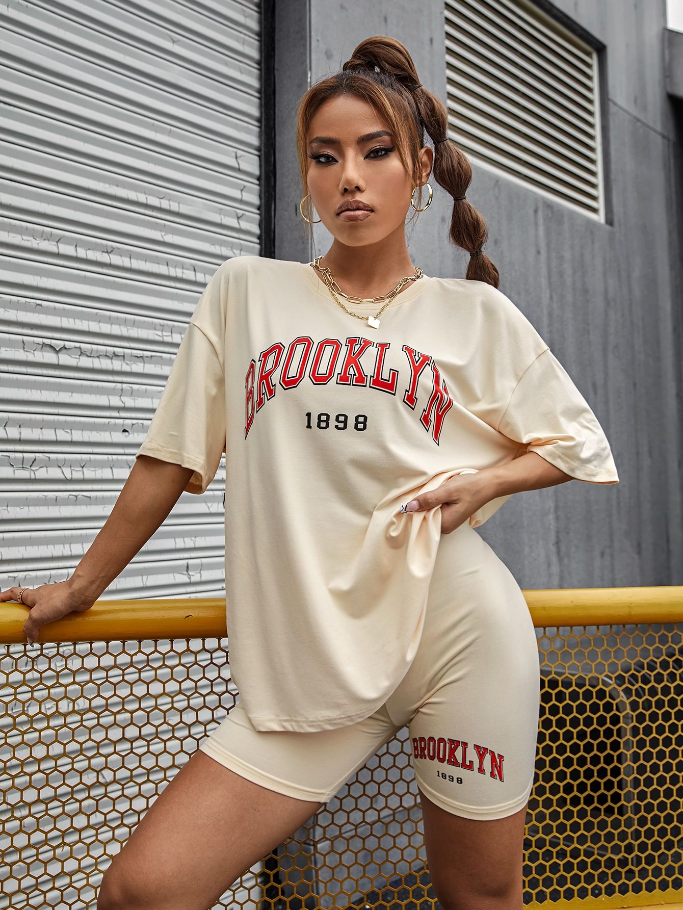 Letter Graphic Drop Shoulder Longline 