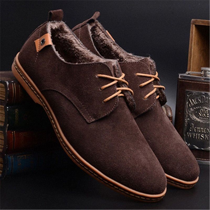 Merkmak nieuwe lederen mannen suede schoenen heren winter warme schoenen  casual schoenen moccasin heren loafers formele