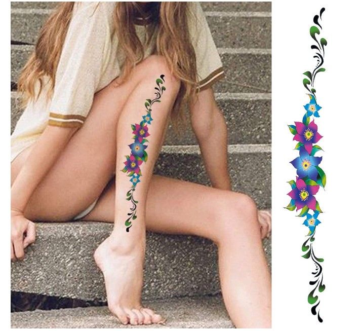 Tatuajes de flores temporales para mujeres Niñas Largo impermeable Mangas traseras Tatuajes para mujer en la Tatuajes de flores temporales para mujeres Niñas Largo impermeable Mangas traseras Tatuajes para mujer en la