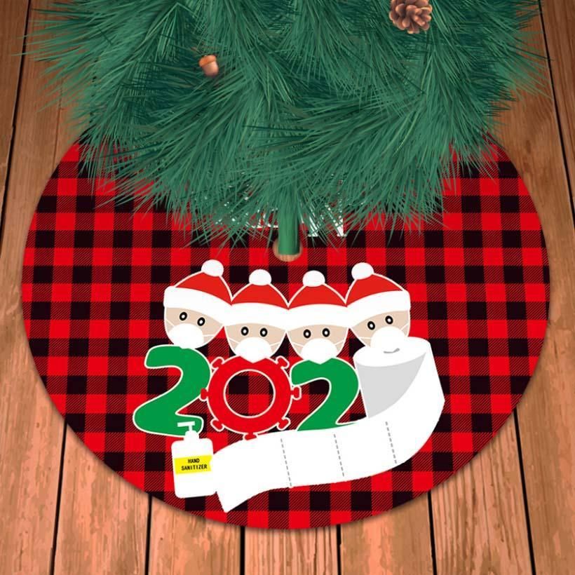 Nova saia de árvore de natal para a família de 4 com máscara facial Burlap Decoração Nova saia de árvore de natal para a família de 4 com máscara facial Burlap Decoração