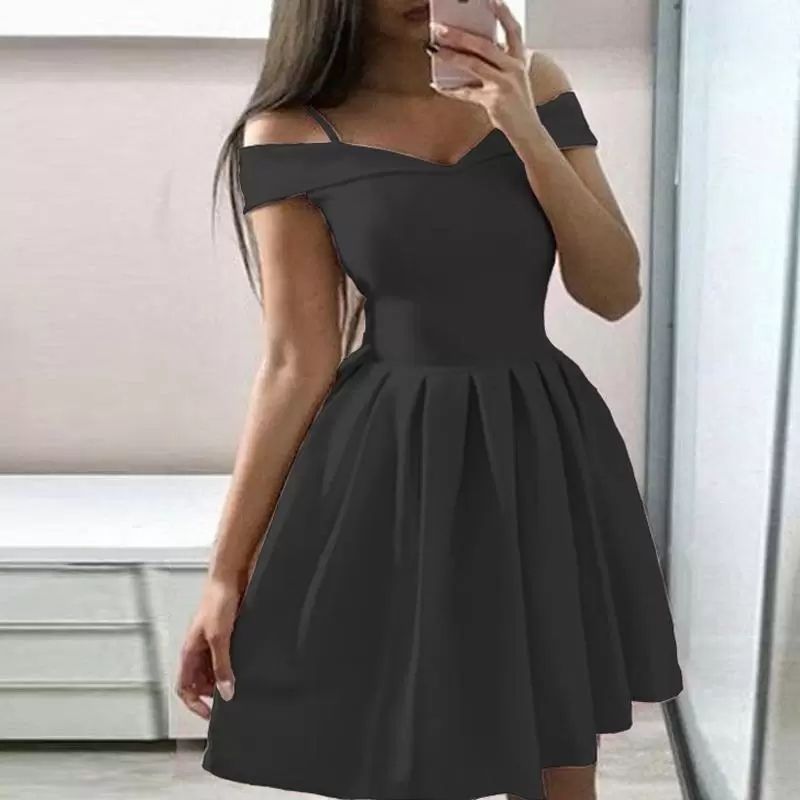 Compra Vestidos Casuales Elegante Slash Cuello Correa Princesa Vestido  Mujer Sexy Off Hombro Backless Party Lady Solid A Line Mini Vestido Barato  | Entrega Rápida Y Calidad | Es.Dhgate