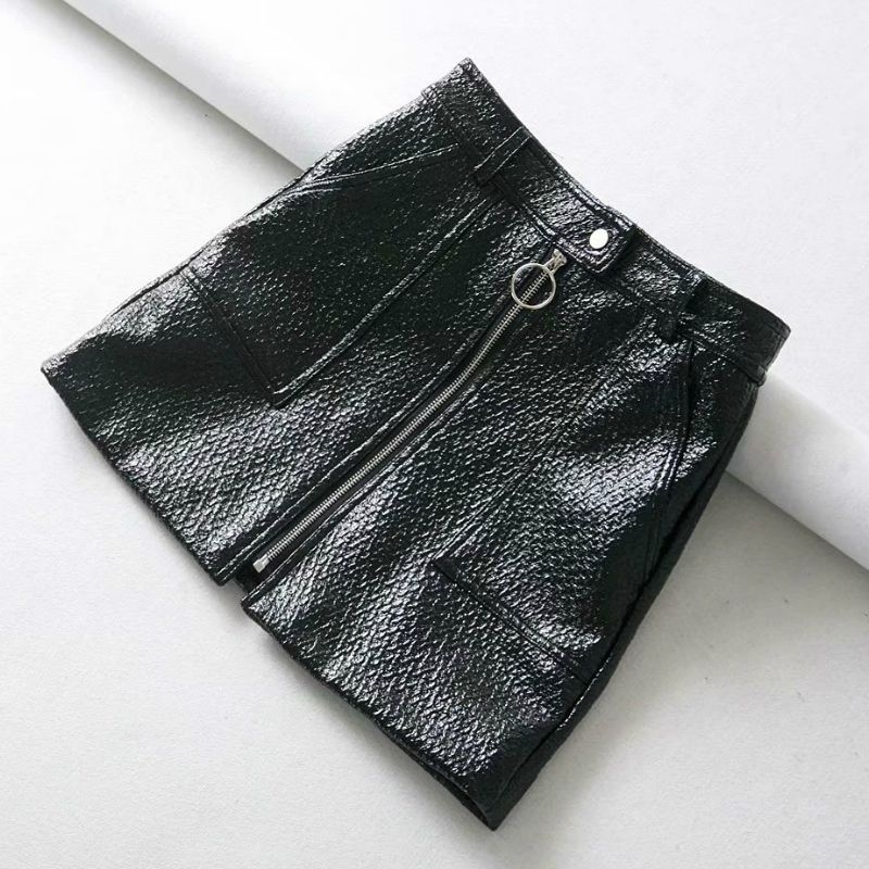Compra Otoño Delgado De Mujer Fit Shine PU Cuero Negro A Línea Faldas  Cortas Metallic Zeip Bolsets Faux Cuero Mini Faldas Barato | Entrega Rápida  Y Calidad | Es.Dhgate