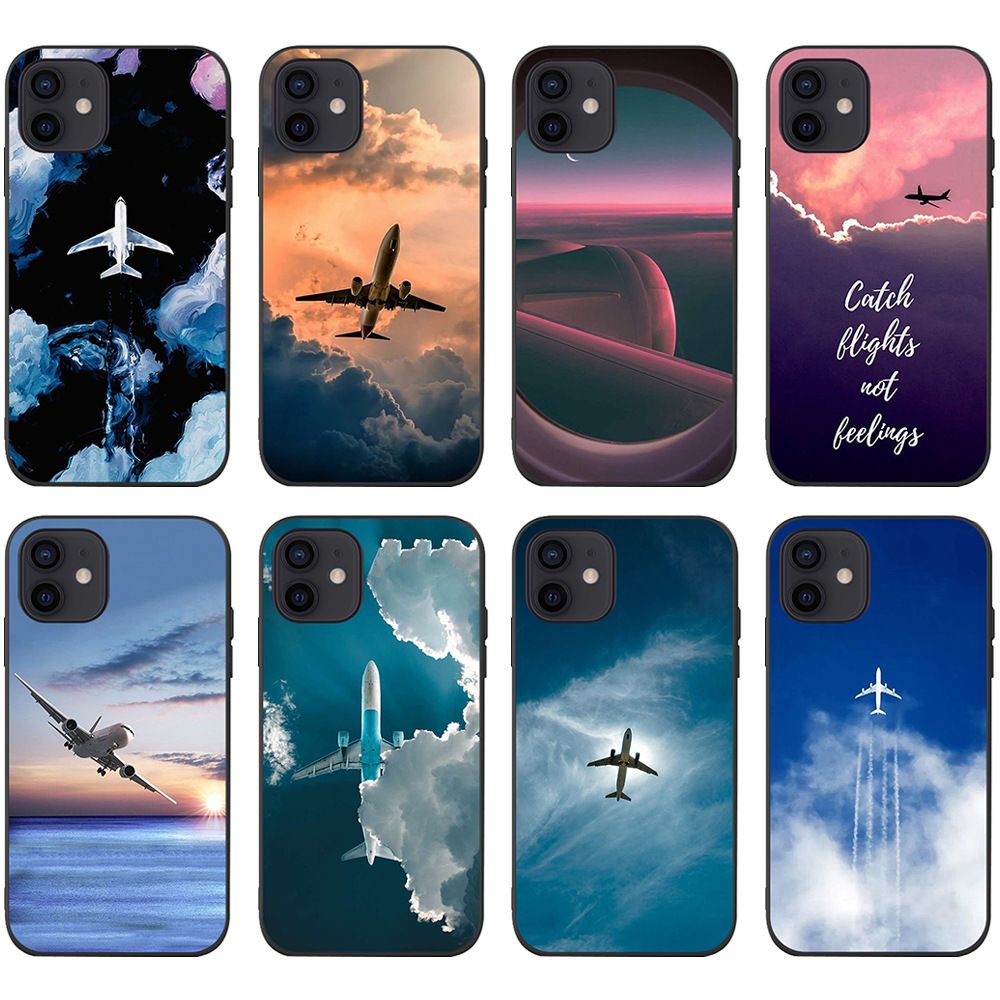 Funny Travel Map Phone Cases Cute Airplane Print Soft Back Cover ShockProof  TPU Case for iPhone 7 8PLUS XR X MAX 11 12 13 PRO
