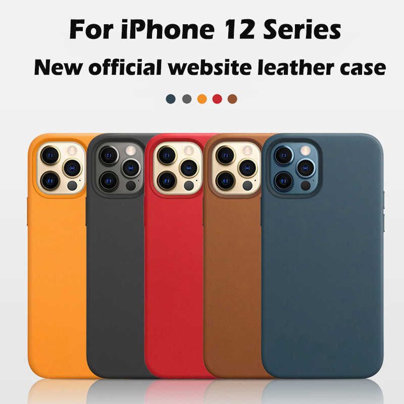 Funda de cuero oficial para iPhone 12 Pro Max Con Color Rojo