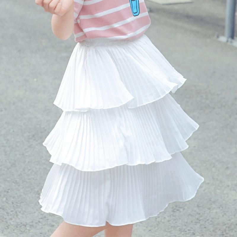 Faldas adolescentes chicas falda de gasa niños bebé blanco plisado para niña ropa elegante 4