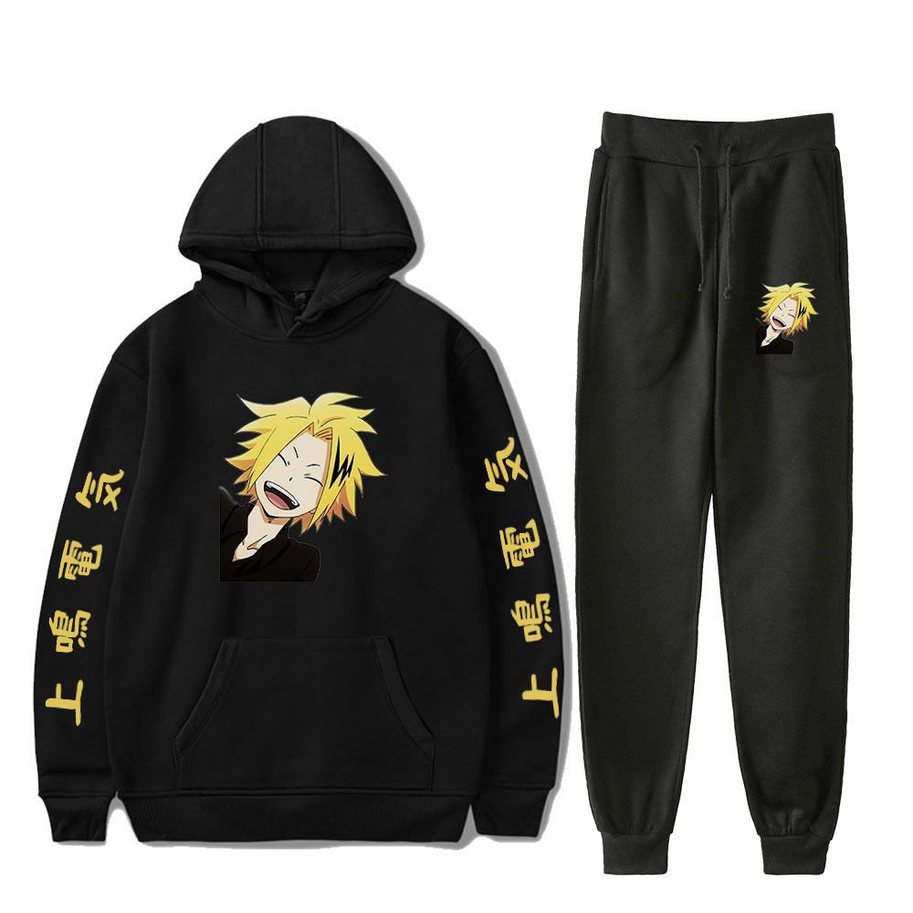 My Hero Academia Kaminari Ropa deportiva para hombres Conjuntos de chándales informales Dos piezas Set Top and Pants Sweat Masculino Sporting Traje
