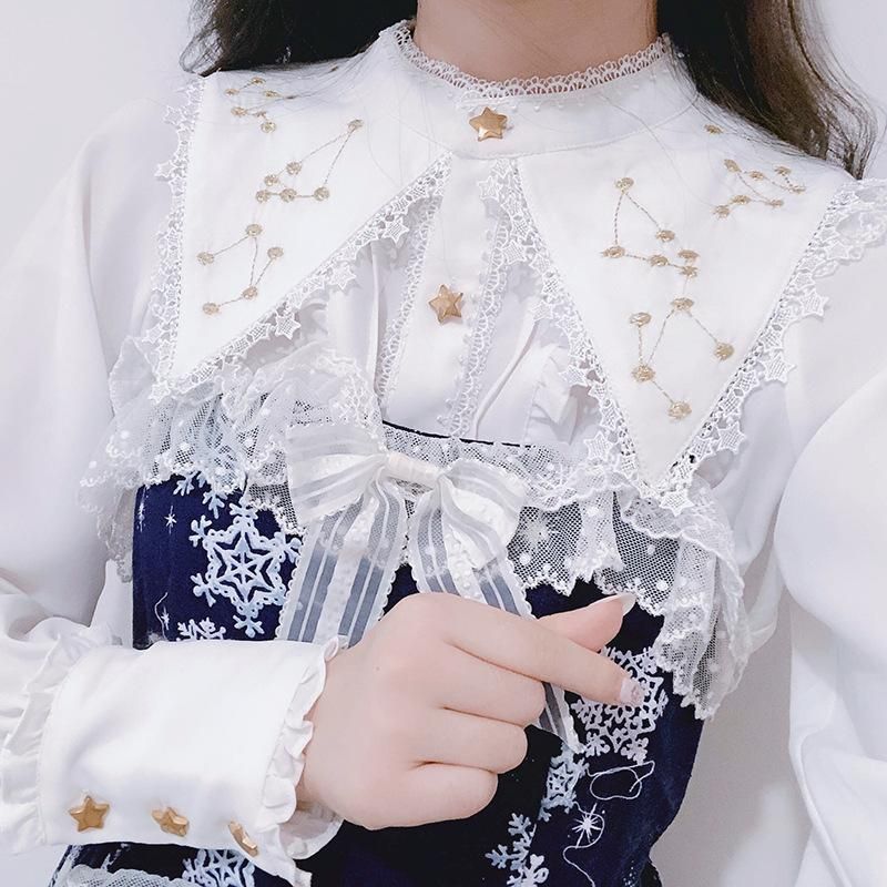 Yogur soltar pared Camisas Blusas para mujer Chicas Vintage Blusa Victoriana Tops Lolita  Camisa de manga larga de oro