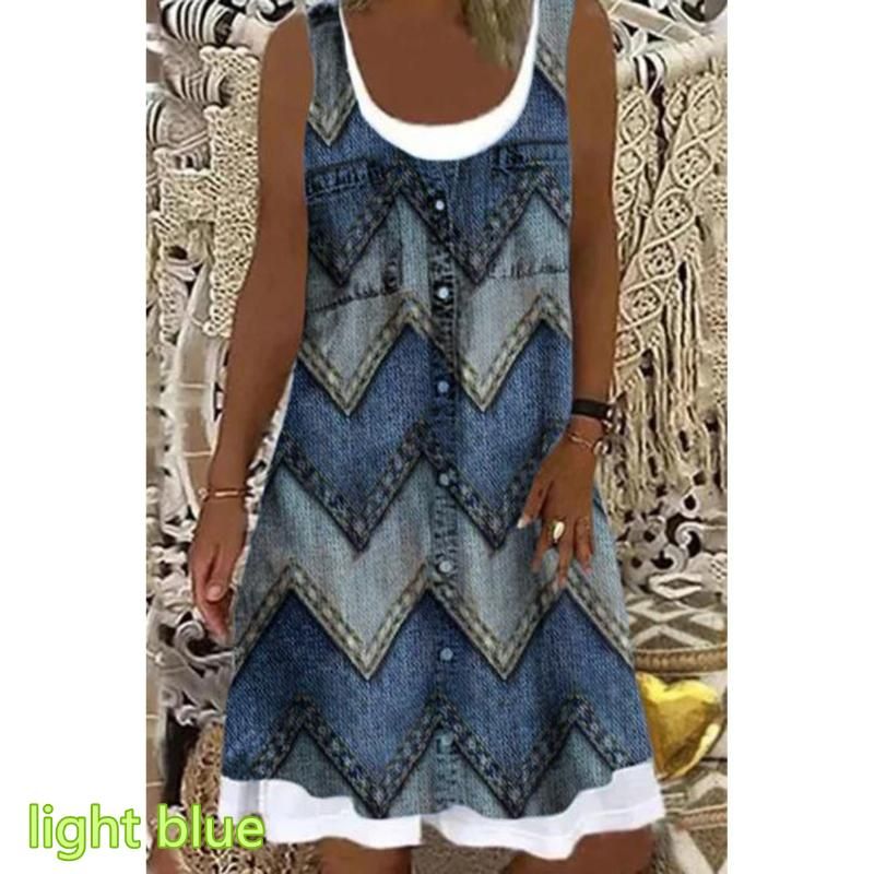 Compra Vestidos Ocasionales Vestido De Mujer 2022 Moda De Verano Flauda  Falso De Dos Piezas Impreso Más Suave Y Cimortable Delgado Barato | Entrega  Rápida Y Calidad | Es.Dhgate
