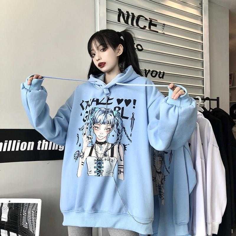 Compre Harajuku Chicas Japonesas Letras Imprimir Manga Larga Fleece Cadena  De Cálida Cadena Sudaderas Mujeres Invierno Sudaderas Sudadera Con Capucha  Tops 210804 A 21,04 € Del Xue05 | Es.Dhgate.Com