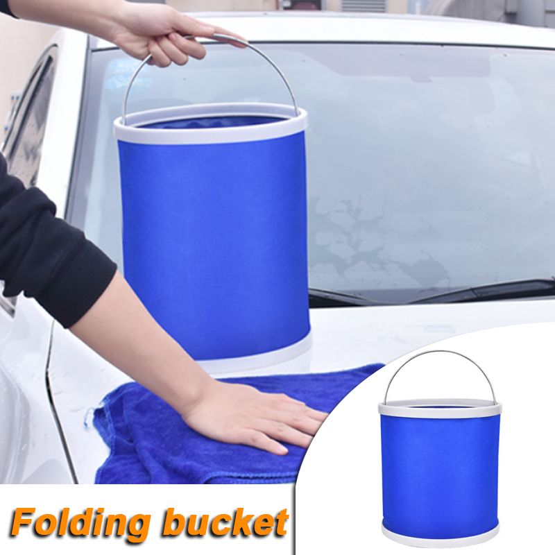 Blue 11L Fold Water Bucket Car Wash Water Pail Outdoor Fishing Camping Bucket 