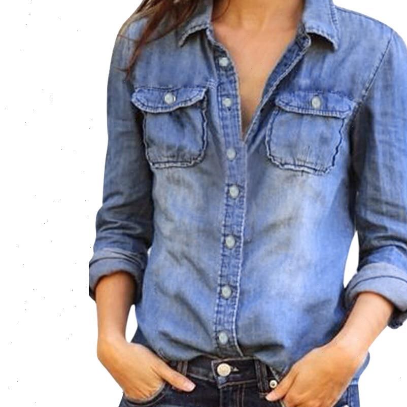 Compra Camisa De Mujer Blusa Casual Blue Jean Denim Manga Larga Moda Sólido  Sexy Para Mujer Tops Y Blusas Camisa Femenina 20 Barato | Entrega Rápida Y  Calidad | Es.Dhgate