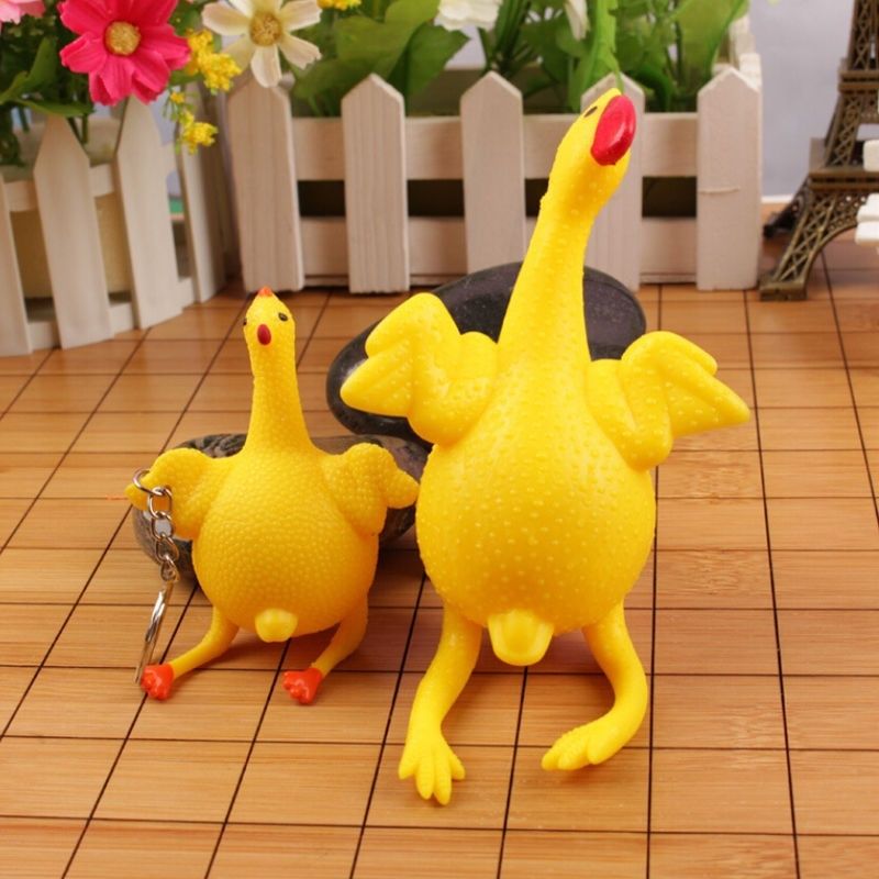 Details about   1pc Funny Novelty Tricky Chicken and Eggs Key chain Squishy Squeezing Funny Toys 