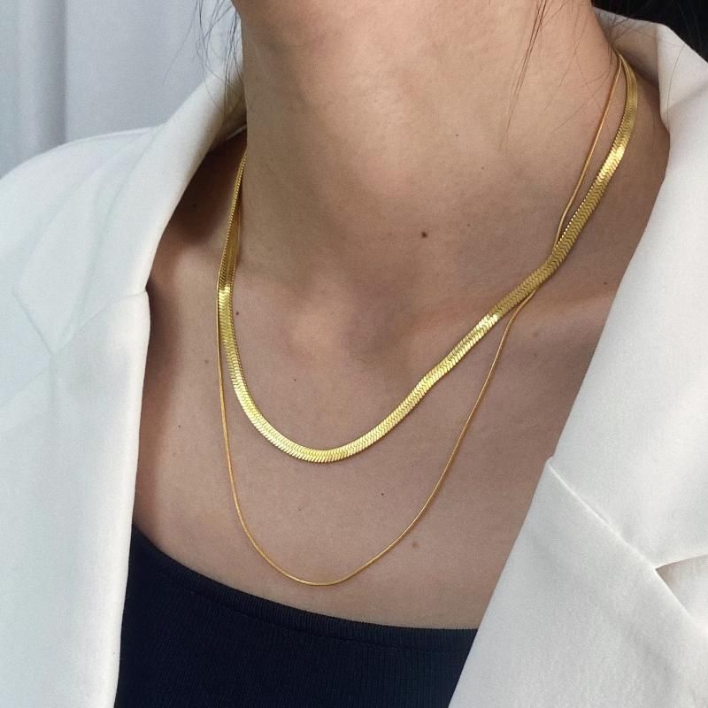 Chains Joyas 2021 Double-layer Snake Chain Necklace Gold Colour 