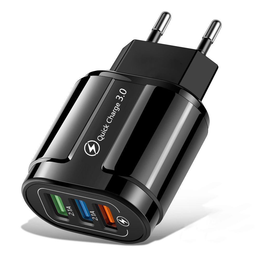 3 USB Black-EU-plug (rond)