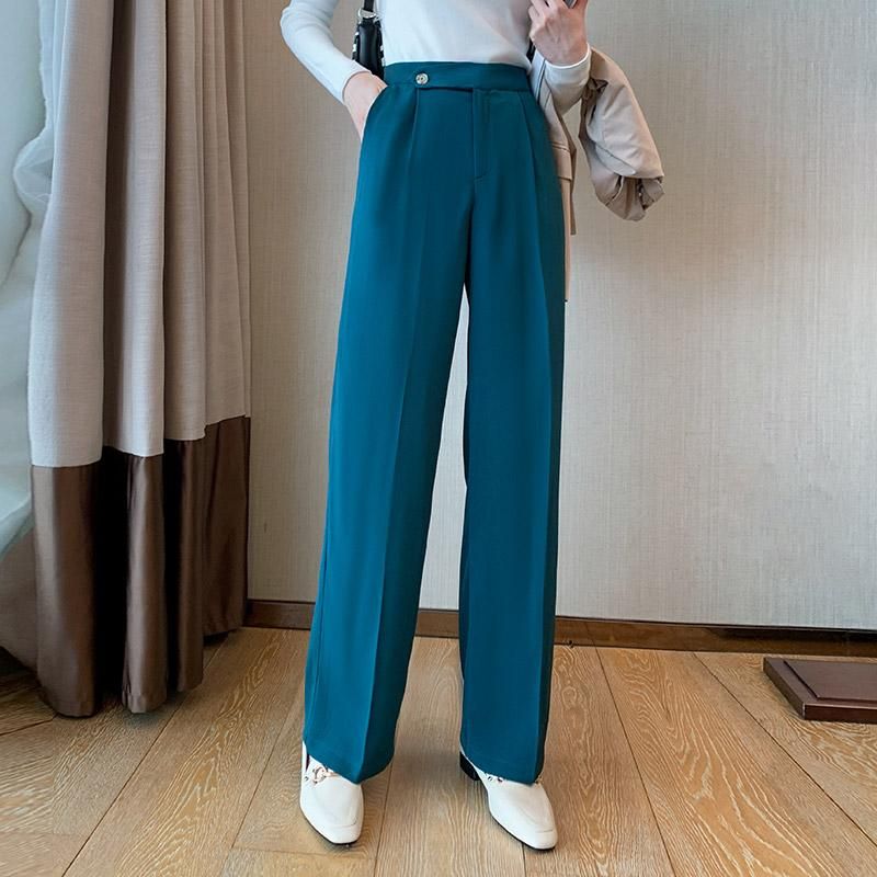 Compra Moda Mujeres Casual Pantalones Rectos Hembra 2021 Primavera Verano  Pantalón Suelto Pantalón Pantalones Anchos Pantalones Formales WP283 Barato  | Entrega Rápida Y Calidad | Es.Dhgate