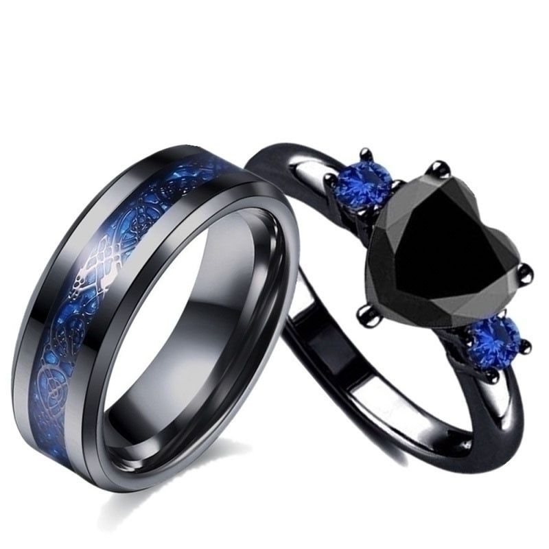 Anillo De Boda Del Diamante Del Anillo Negro De La Joyería Para Hombres Y